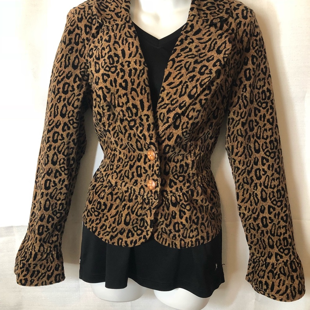 Faux Animal Print Blazer Corduroy